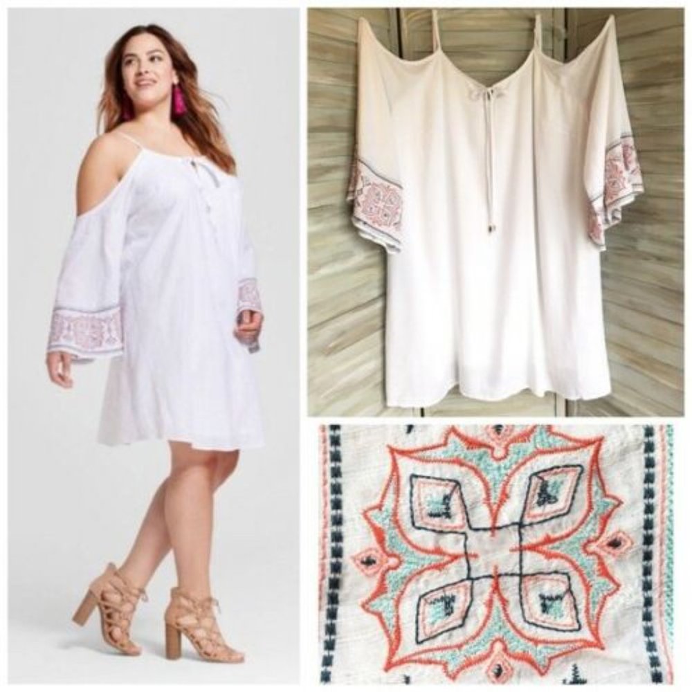 Ava & Viv Embroidered Festival Cold Shoulder Dress Peasant Boho Size 4X HW6997 - Picture 8 of 8